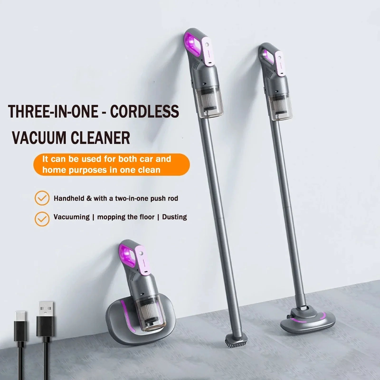 Moktan Sabai 3 in 1 Cordless Handheld Vacuum Rechargeable Cyclonic for Car Home PC