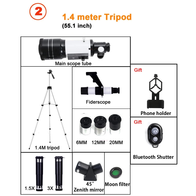 Moktan Sabai Professional Astronomical Telescope 150X HD Moon Viewing Refractor for Stargazing