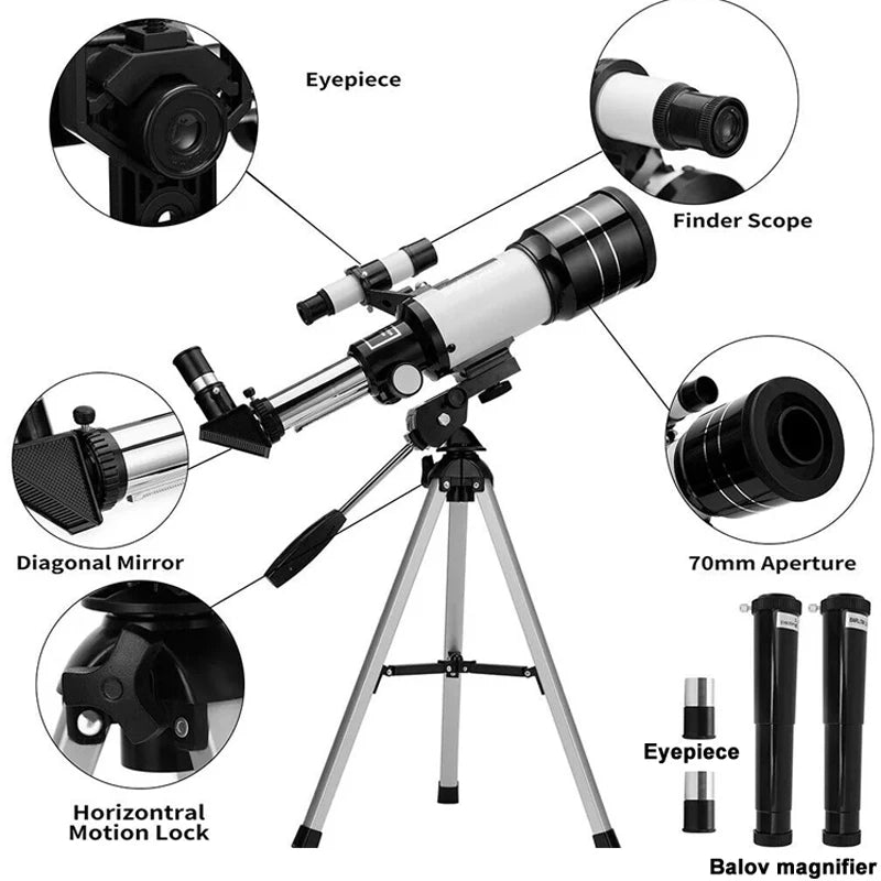 Moktan Sabai Professional Astronomical Telescope 150X HD Moon Viewing Refractor for Stargazing