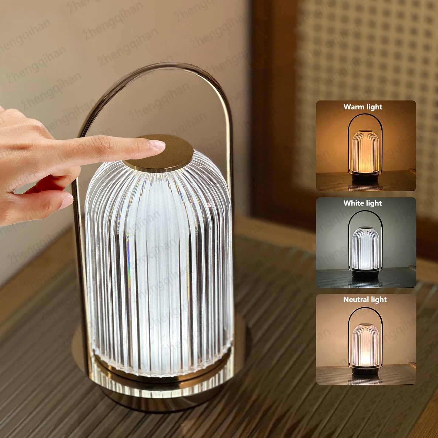 Wireless Crystal LED Table Lamp – Rechargeable Touch Night Light for Bedroom Bar