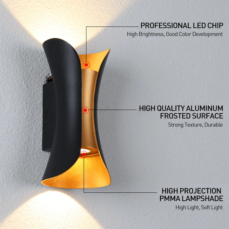 Moktan Sabai IP65 LED Outdoor Wall Light – 6W/10W Waterproof Aluminum Sconce for Porch Garden