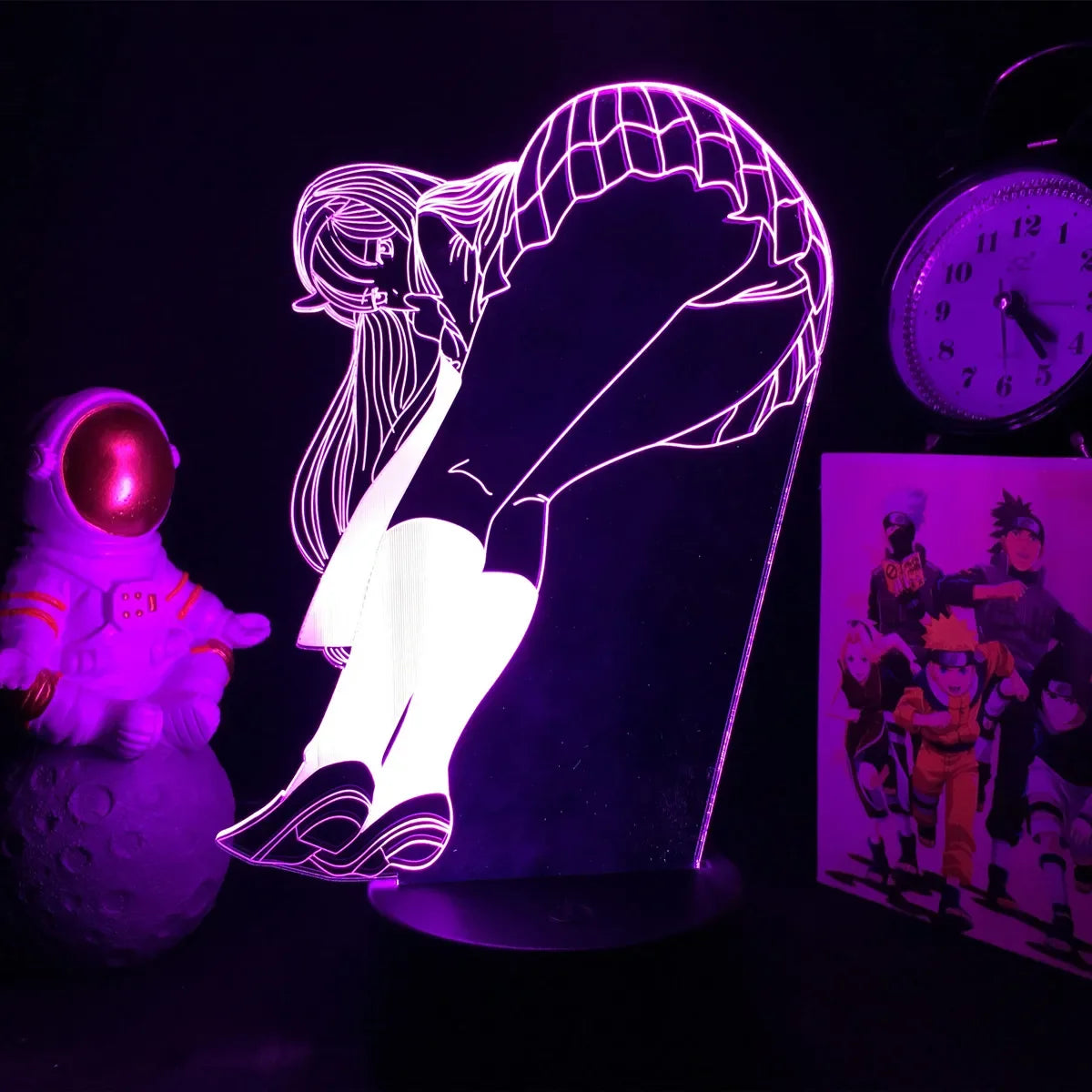 Moktan Sabai 3D Anime Girl LED Night Light 16 Color Illusion Bedside Bedroom Table Lamp