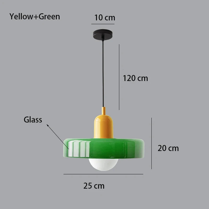 Moktan Sabai Nordic Bauhaus Glass Chandelier – Retro Dining Room Pendant Light for Living Room Green 2 110V