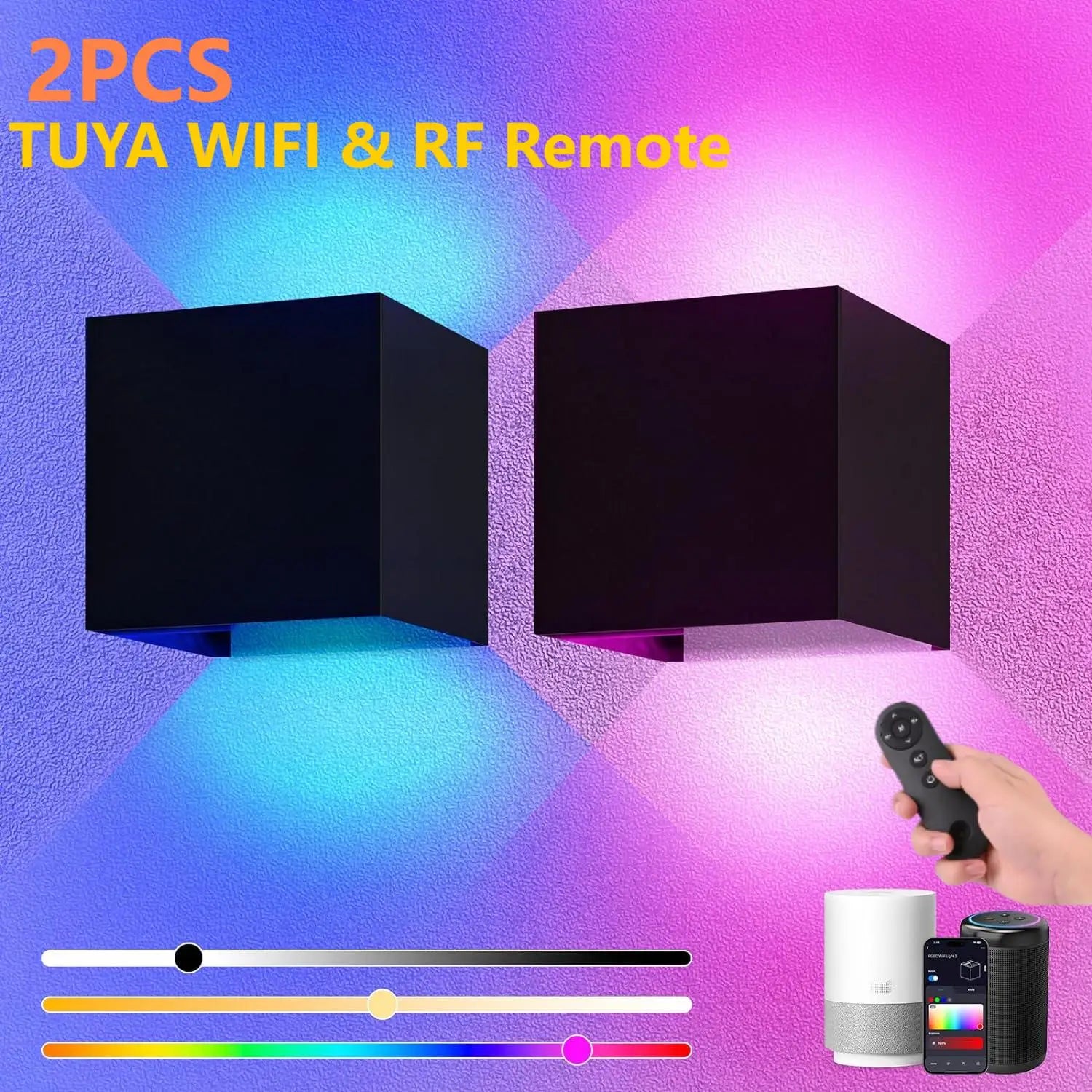 Moktan Sabai 2 Pack Smart Outdoor Wall Lights RGBCW 10W LED Patio Lights App Voice Control