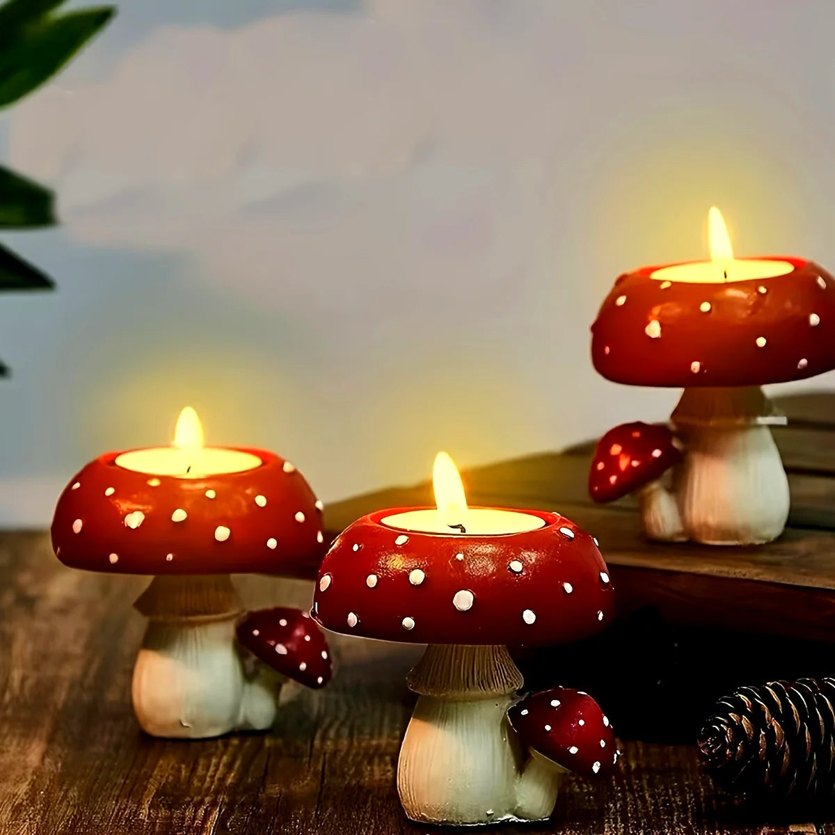 Moktan Sabai Small Mushroom Candle Holder Decorative Tea Light Home Ornament Craft Decoration