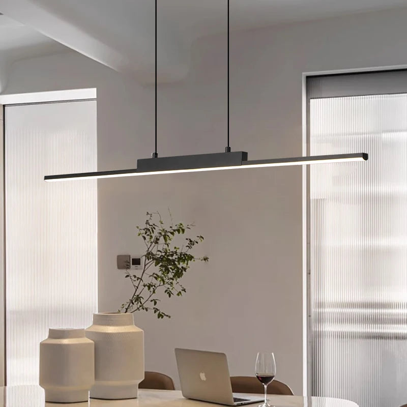 Moktan Sabai Modern Long Pendant Light – Minimalist Dining Room Chandelier for Kitchen & Living
