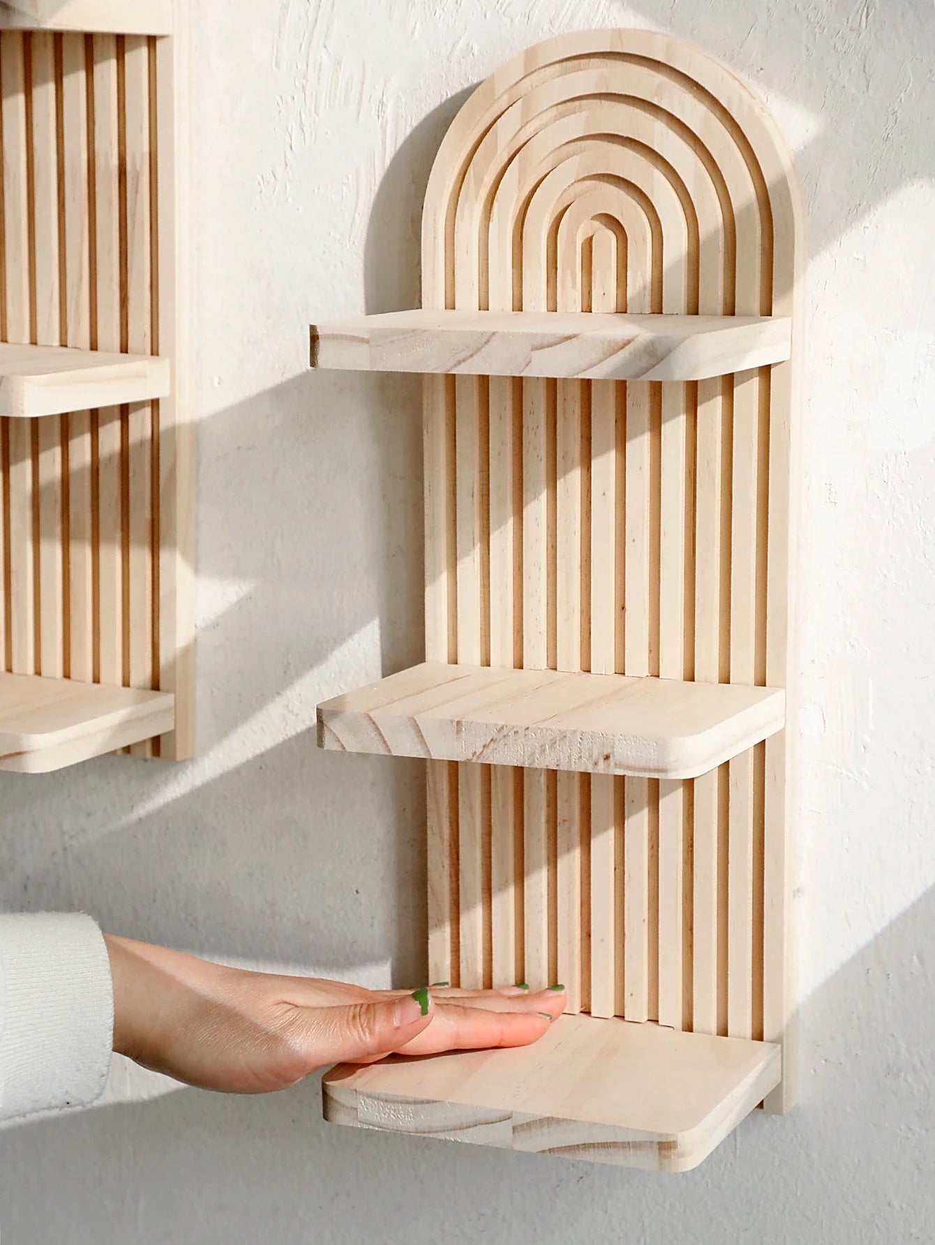 Moktan Sabai Boho Arch Wall Shelf | 3 Tier Floating Storage Shelf