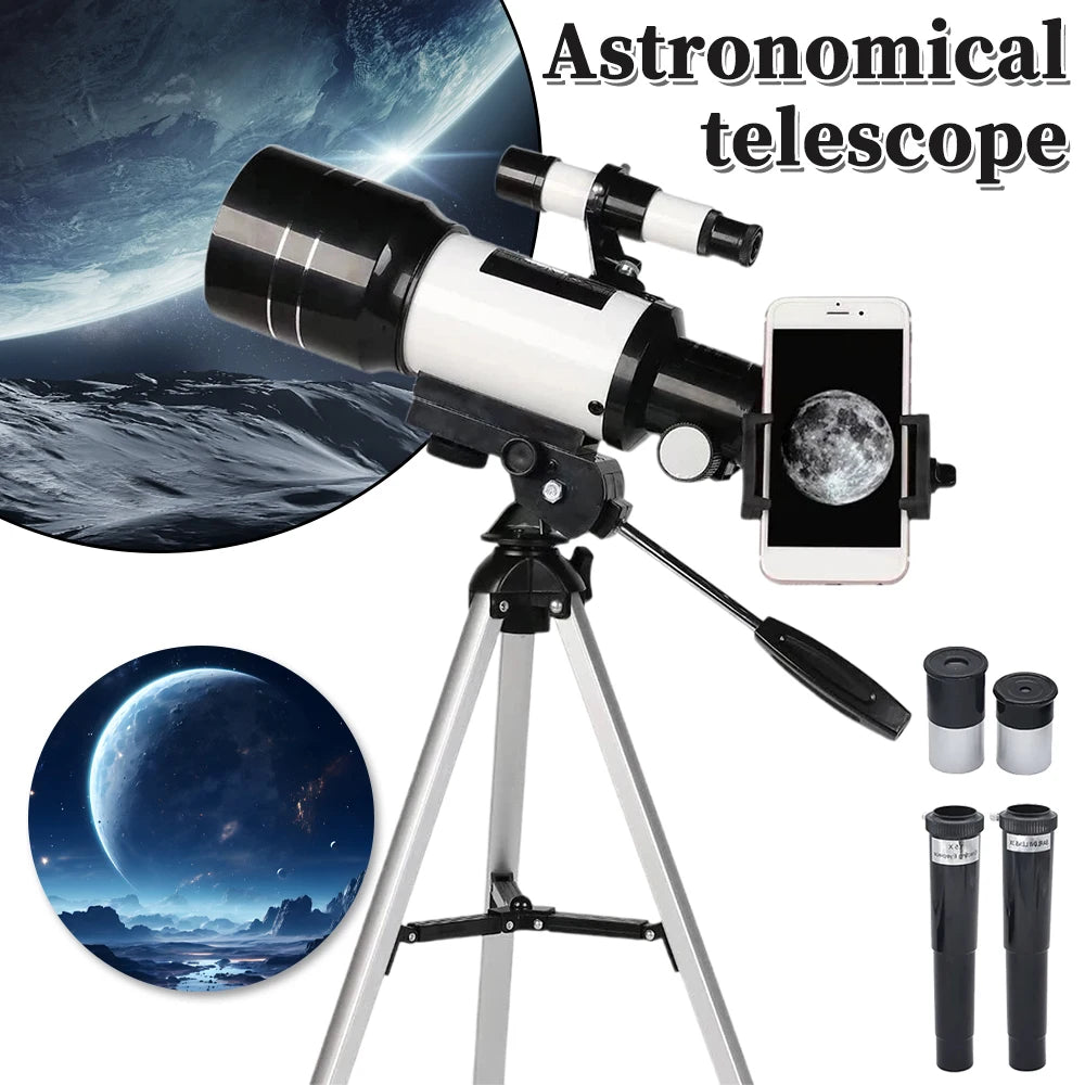 Moktan Sabai 150X Astronomical Telescope 70mm Aperture Portable Refractor with Phone Adapter