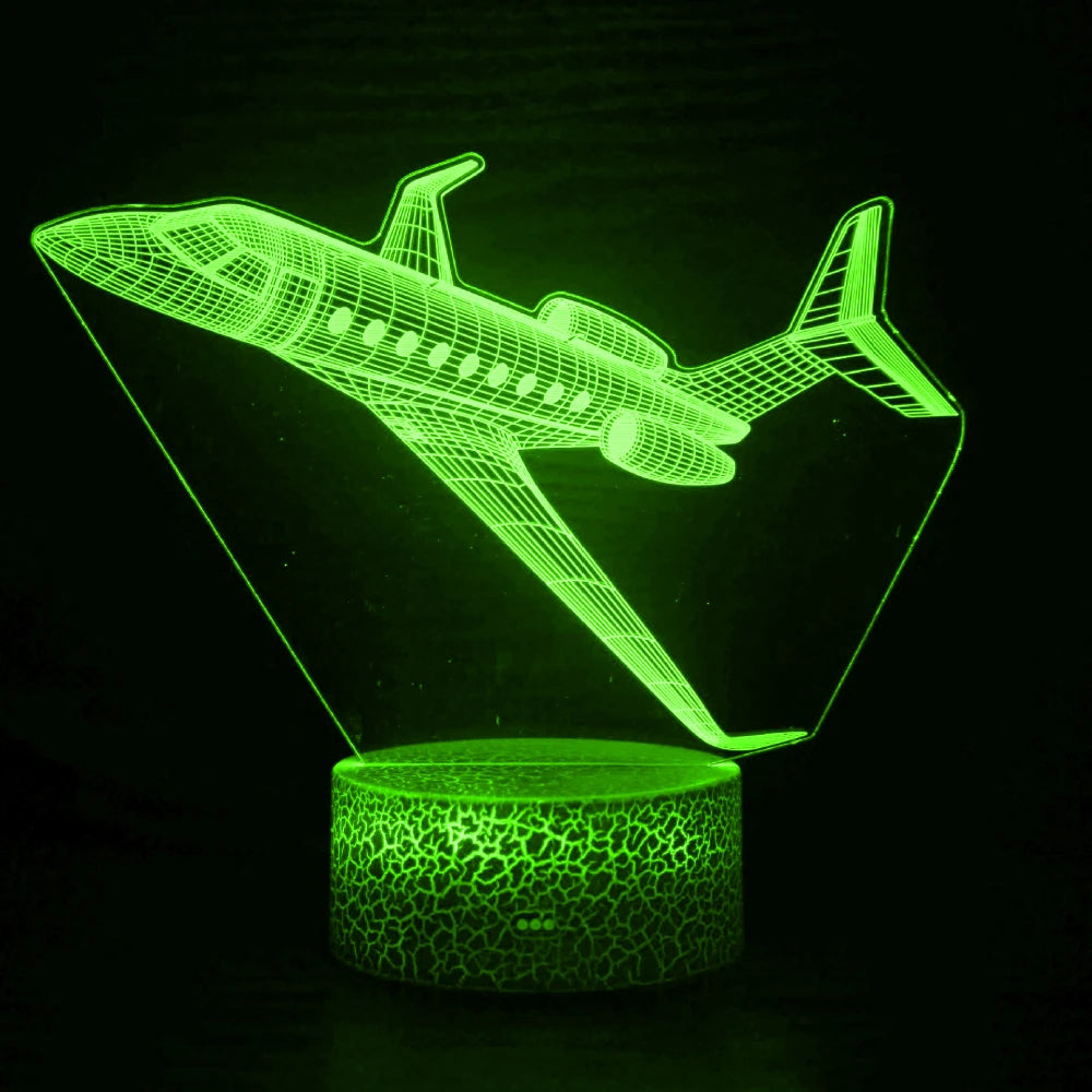Moktan Sabai Airplane 3D LED Night Light | USB Illusion Bedside Lamp for Bedroom Decor