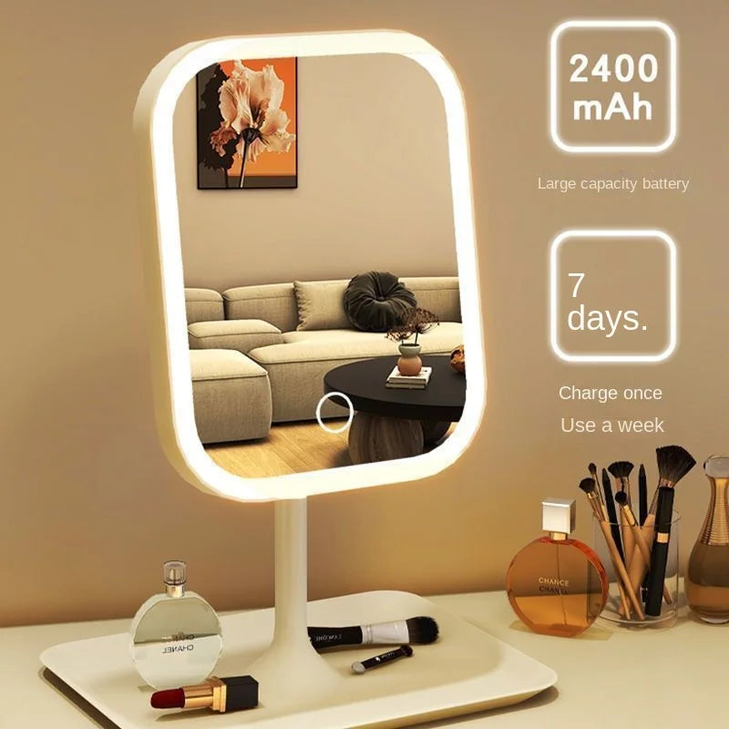 Moktan Sabai LED Makeup Vanity Mirror with 3 Color Lights – Touch Control for Bedroom & Desk