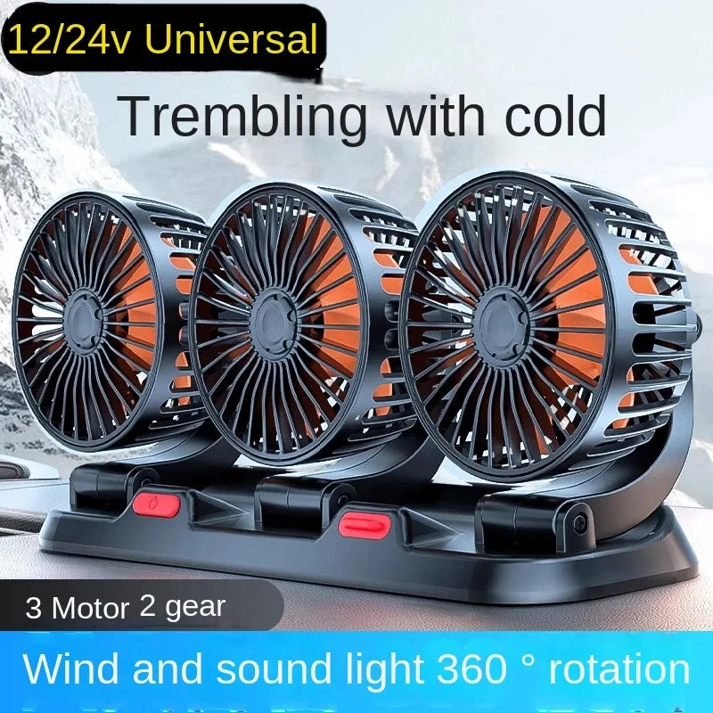Moktan Sabai Dual Head Car Fan | 12 Volt Fan with 360° Rotation & Adjustable Airflow | Portable Cooling Solution for Cars