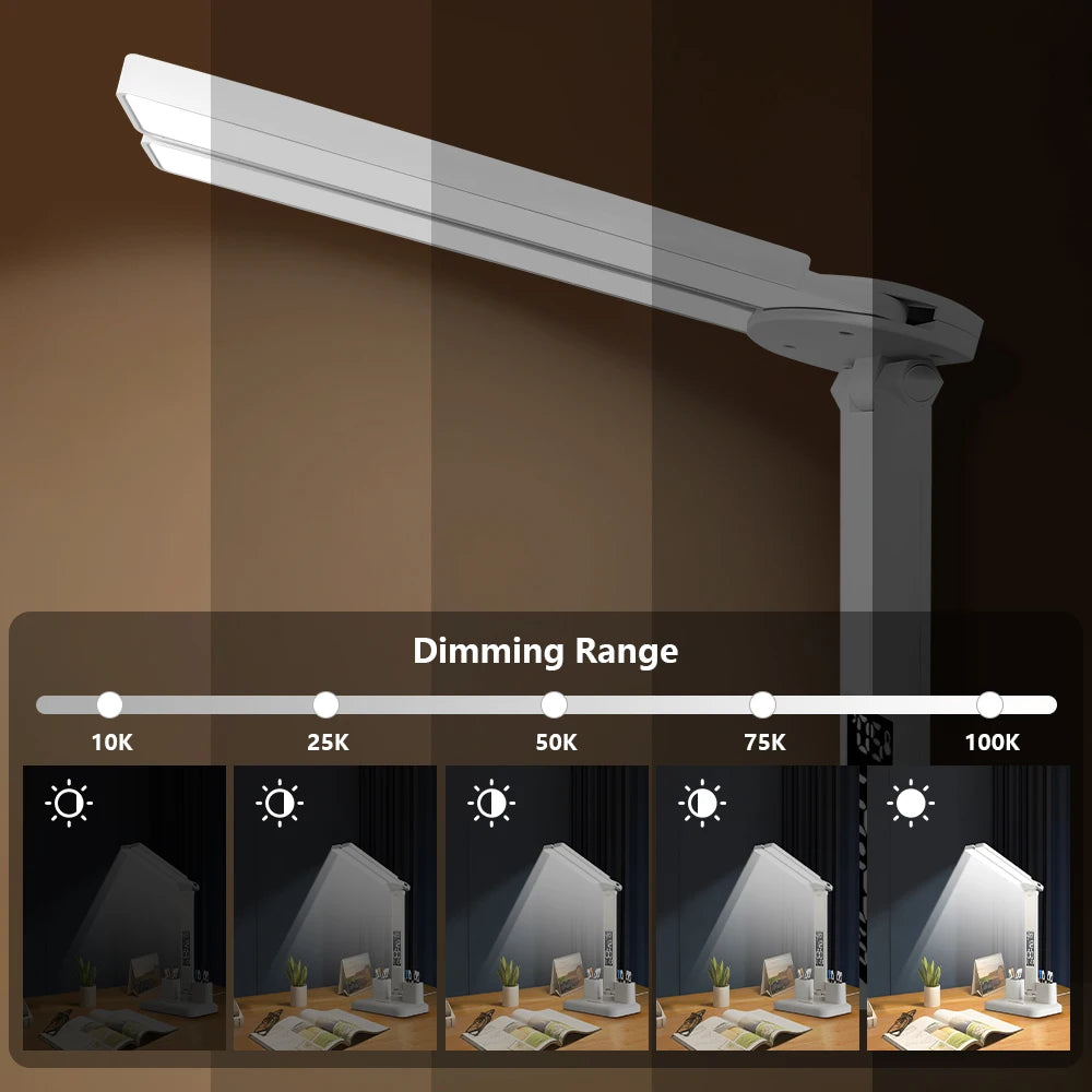 Moktan Sabai LED Eye Protection Desk Lamp Double Head Rechargeable Dimmable Light for Study