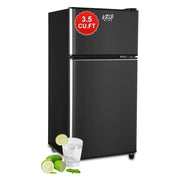Moktan Sabai 2.9 Cu.Ft Mini Fridge with Freezer Small Energy-Saving Double Door Refrigerator black