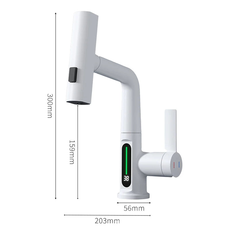Moktan Sabai Pull Out Waterfall Kitchen Faucet Digital Display Hot Cold Mixer Sink Tap