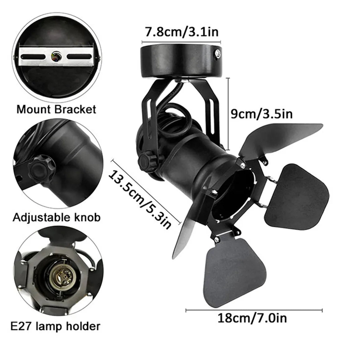 Moktan Sabai Industrial Vintage LED Ceiling Spotlight Barn Door Art Gallery Hallway Stage