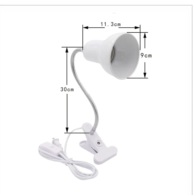 Moktan Sabai E27 Clip Desk Lamp Adjustable Gooseneck Clamp Light for Bedside Bookshelf No light bulb