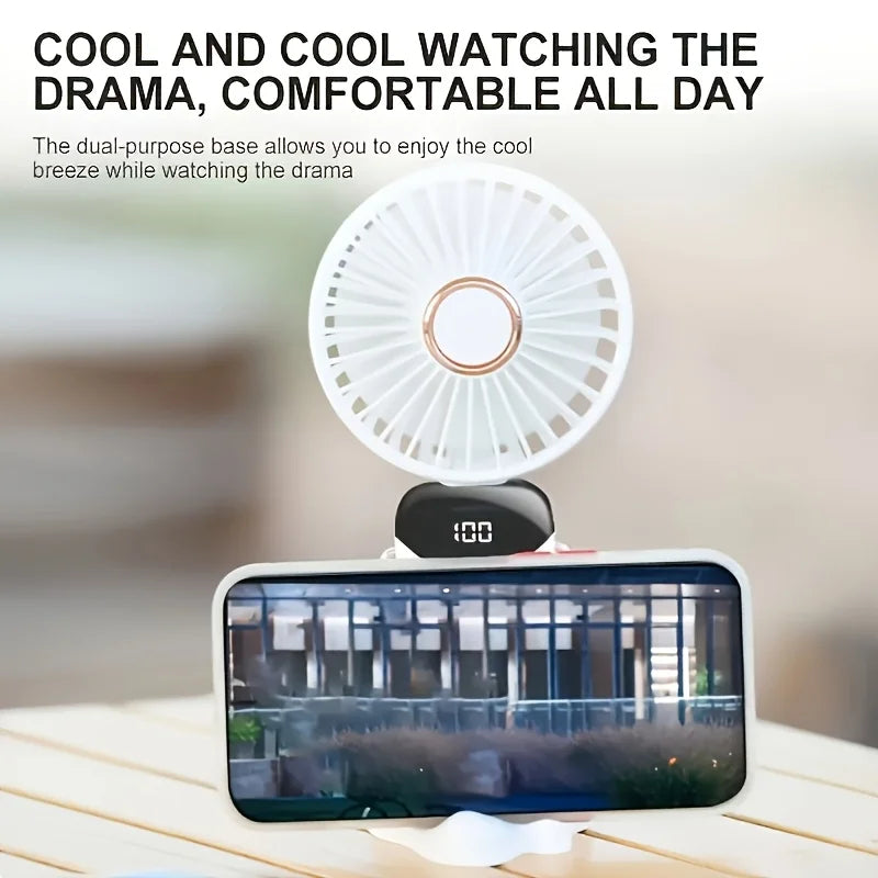 Moktan Sabai Compact Mini Fan | Small Desk Fan with 6-Speed Settings | USB Rechargeable for Ultimate Portability and Comfort