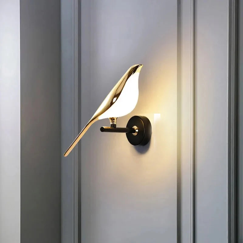 Moktan Sabai Nordic Golden Bird LED Wall Lamp Bedroom Bedside Living Room Bar Decorative Sconce