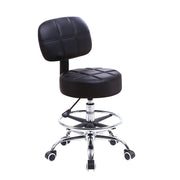 Moktan Sabai Swivel Rolling Stool PU Leather Height Adjustable Drafting Task Chair with Back Black