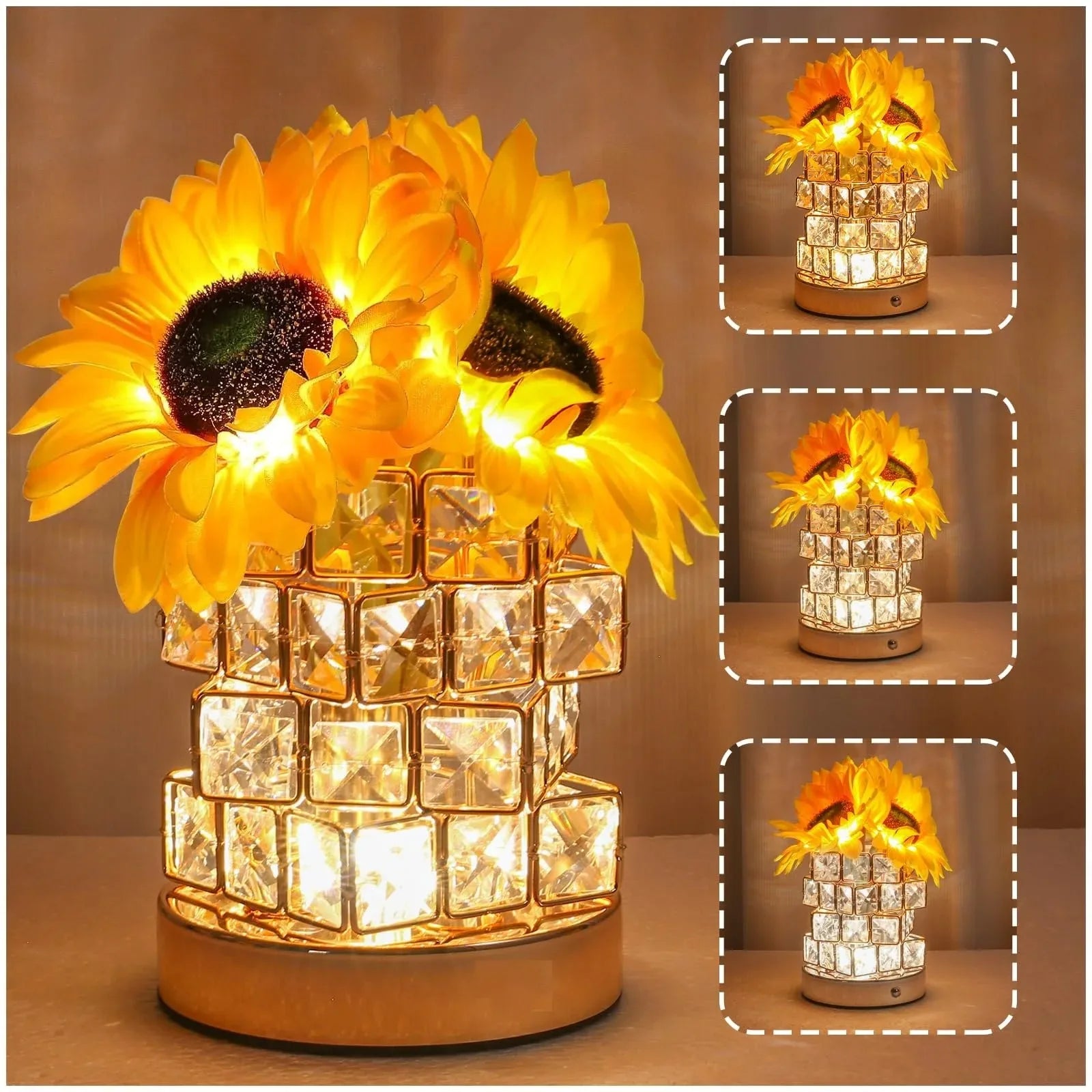 Moktan Sabai Sunflower LED Table Lamp | Rechargeable 3-Color Dimmable Touch Night Light Decor