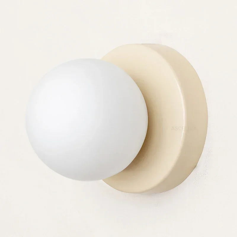 Moktan Sabai Nordic Glass LED Wall Lamp Orb Sconce for Bedroom Hallway Staircase Beige