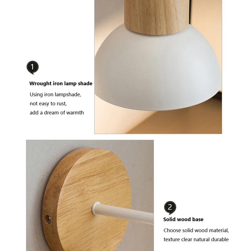 Moktan Sabai Nordic Wood LED Wall Lamp Bedside Sconce for Bedroom Staircase Balcony