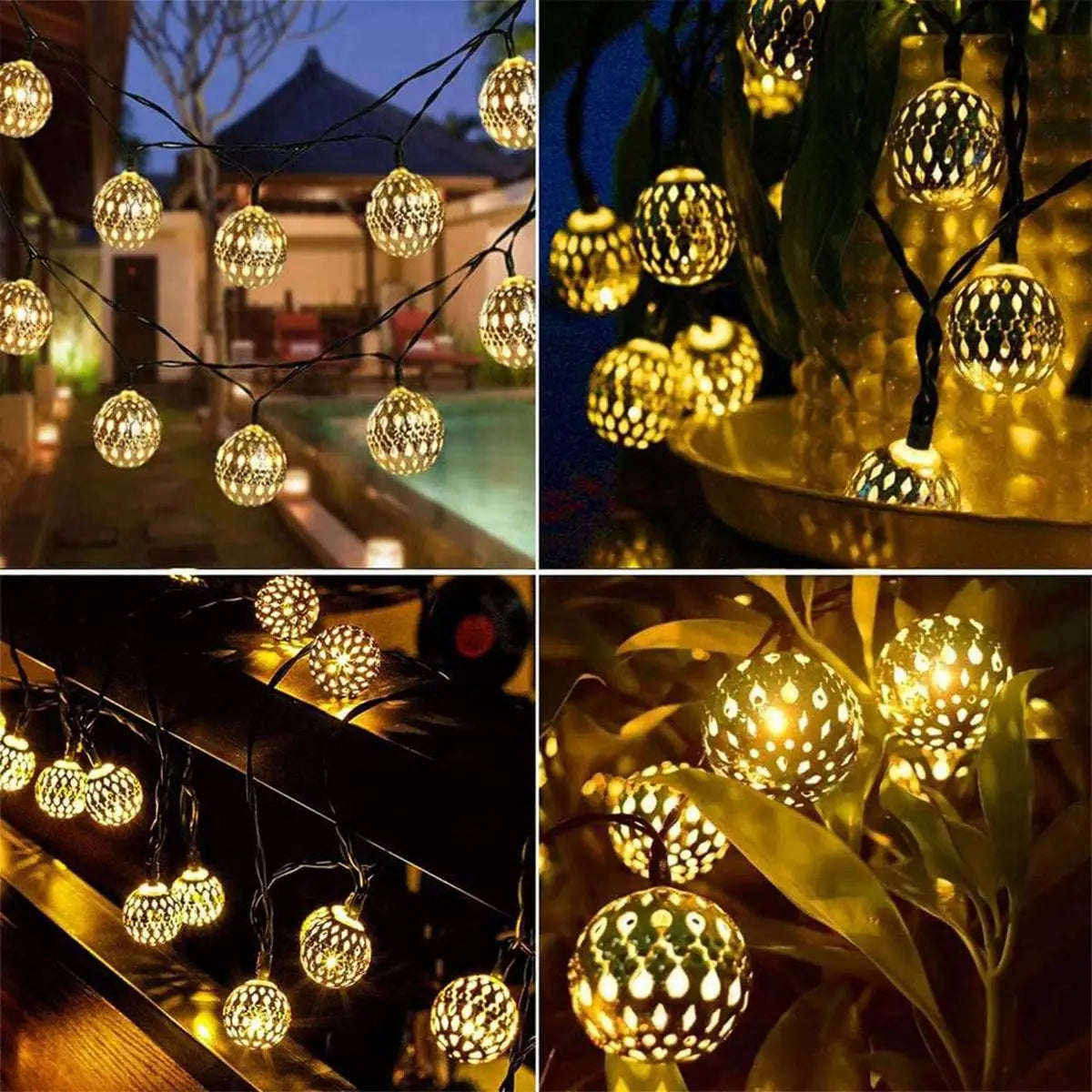 Moktan Sabai Moroccan Ball Solar String Lights Outdoor LED Fairy Lights for Garden Party Decor