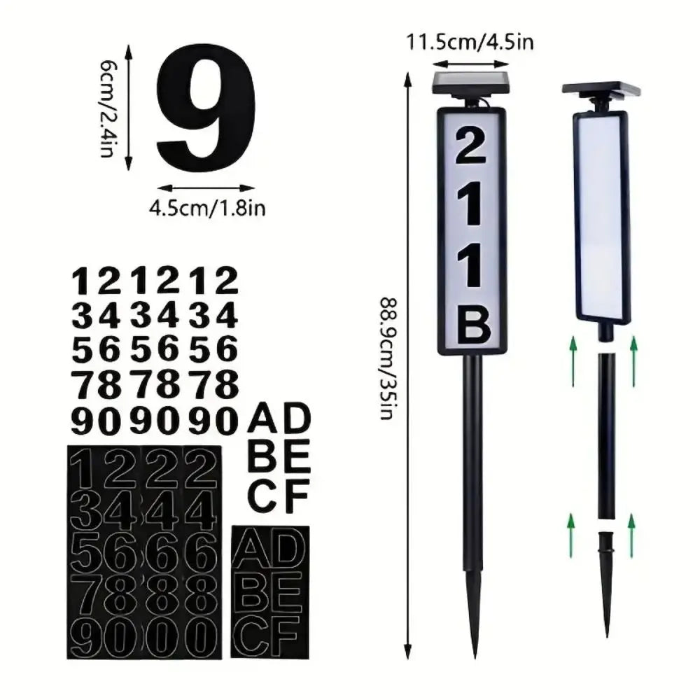 Moktan Sabai Solar House Number Light LED Address Sign with Stake Outdoor Solar Powered Home