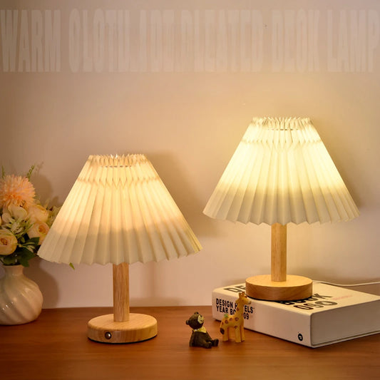 Nordic Pleated LED Table Lamp Foldable USB DIY Bedside Night Light Home Decor