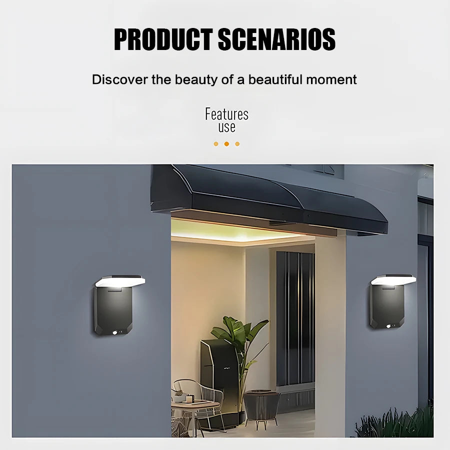 Solar Motion Sensor Wall Light – Outdoor LED IP65 Security Light for Patio/Garage