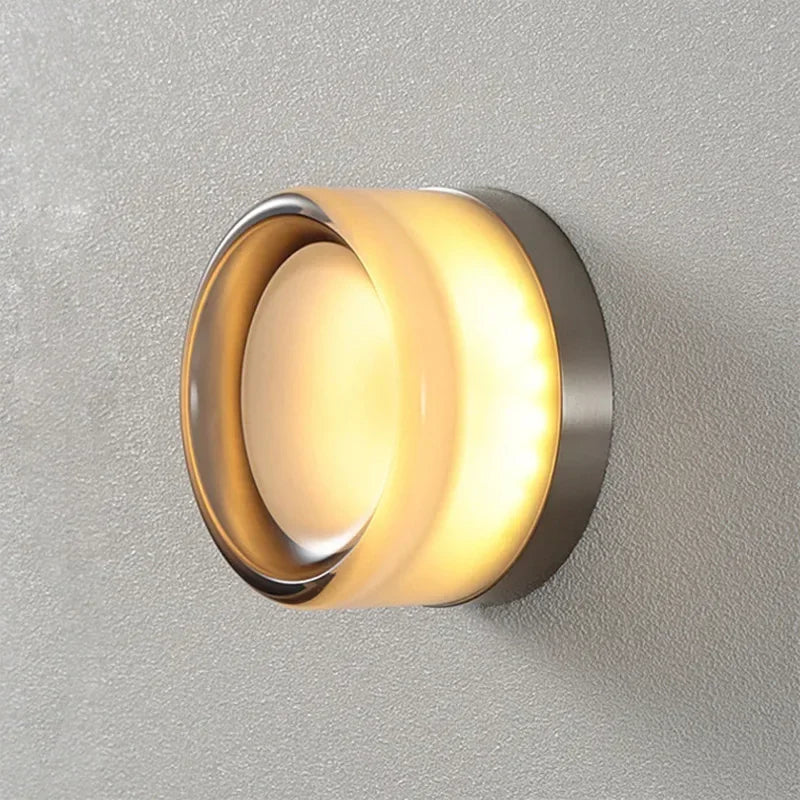 Moktan Sabai Modern LED Wall Sconce Amber Glass Living Room Bedroom Corridor Decor Light