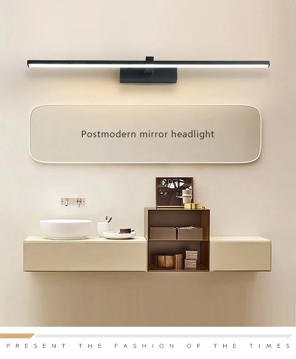 Moktan Sabai LED Bathroom Mirror Light – Waterproof Wall Lamp for Makeup Vanity in White/Black