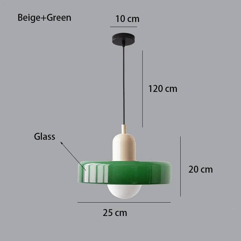 Moktan Sabai Nordic Bauhaus Glass Chandelier – Retro Dining Room Pendant Light for Living Room Green 1 110V