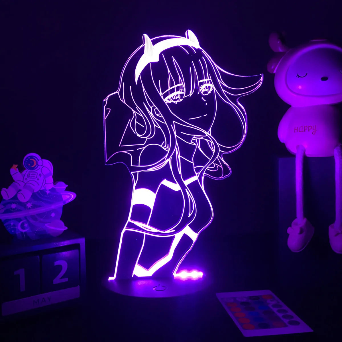 Moktan Sabai 3D Anime Girl LED Night Light 16 Color Illusion Bedside Bedroom Table Lamp FRANXX 01