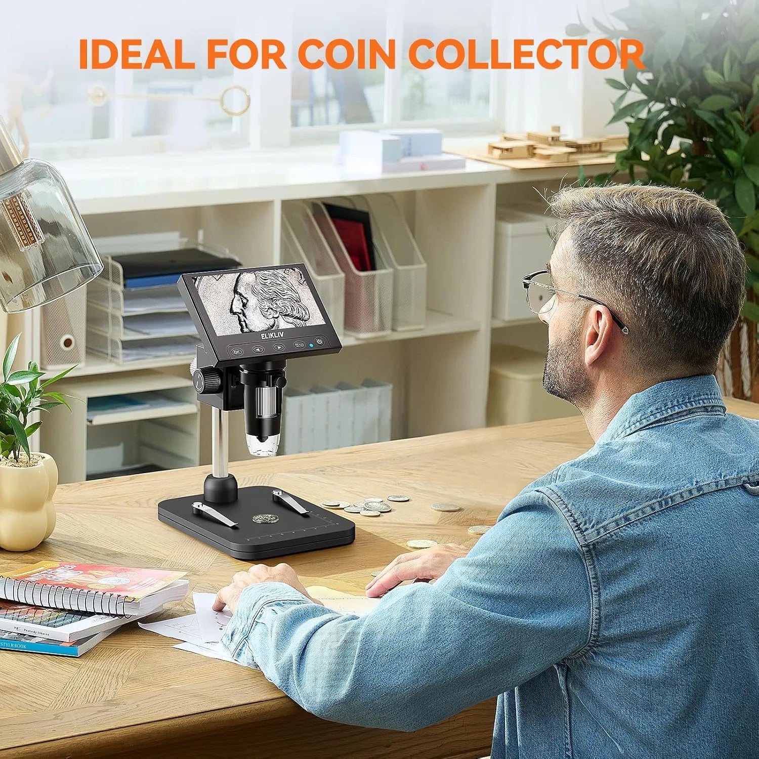 Moktan Sabai 4.3 Inch LCD Digital Microscope 1000X Coin Repair Camera with LED for PC