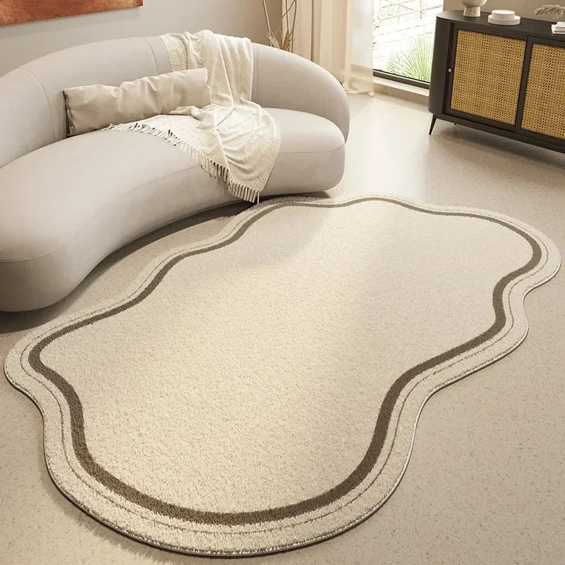 Moktan Sabai Cream Irregular Area Rug Non Slip Modern Nordic Wave Floor Mat