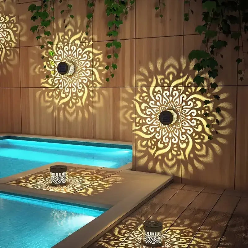 Moktan Sabai Solar Wall Light Hollow Outdoor LED Lamp Front Door Courtyard Holiday Decor