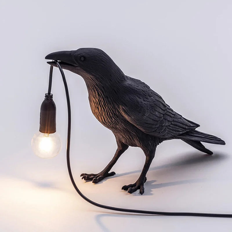 Moktan Sabai Crow Bird Wall Lamp – Resin Bedside Night Light for Bedroom & Living Room Decor