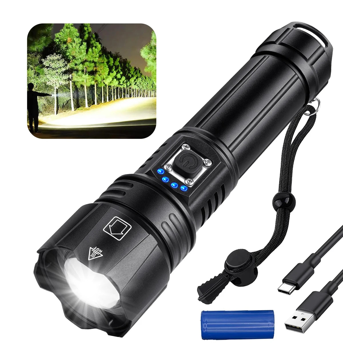 Moktan Sabai Rechargeable High Lumen LED Flashlight Waterproof 5 Modes Bright Torch With Battery