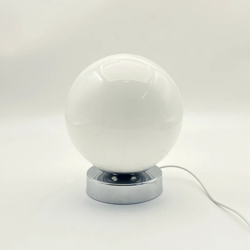 Moktan Sabai AuraNest | Vintage Round Table Lamp with USB Charging Bedside Decor white