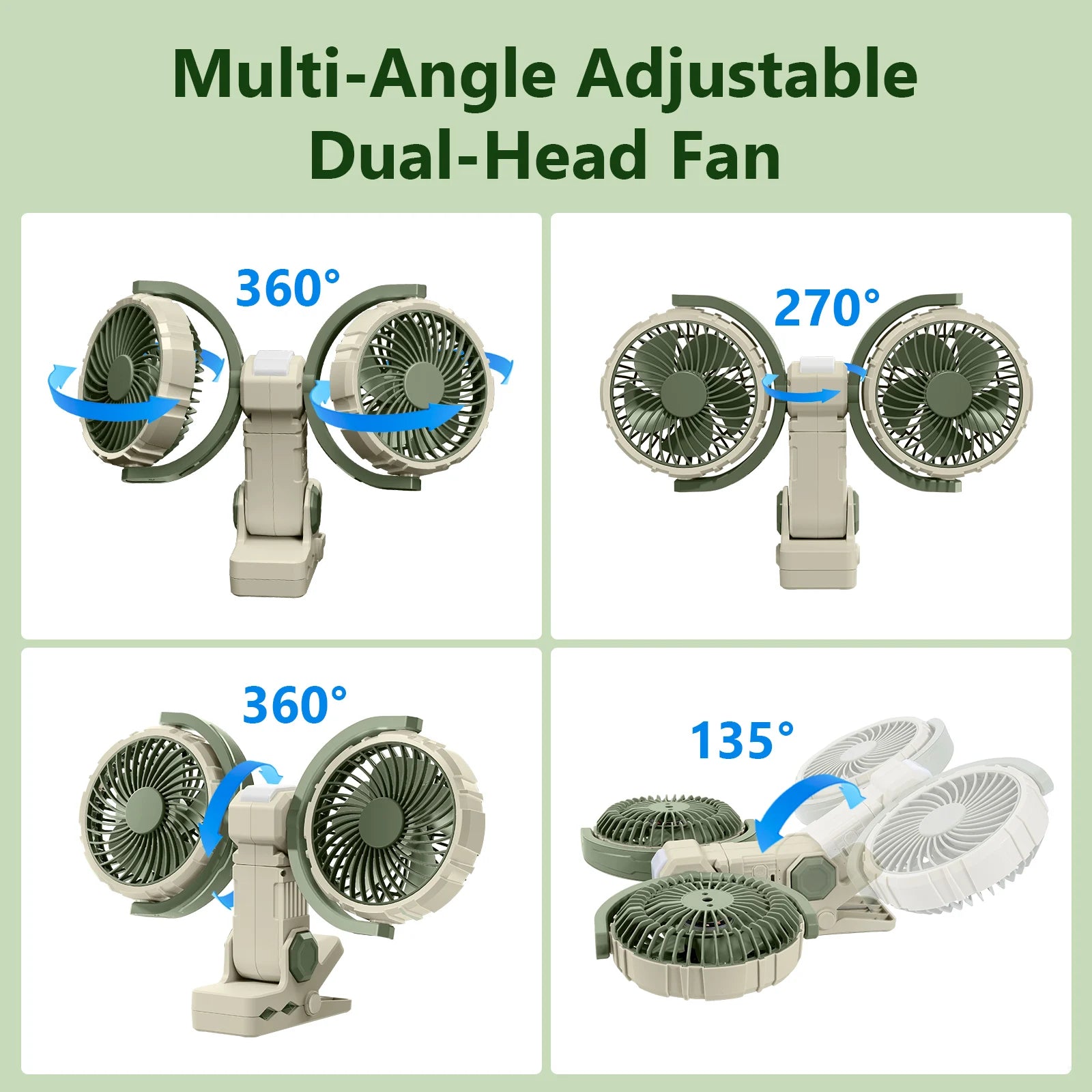 Moktan Sabai Cool Breeze | Portable Car Fan with Dual Heads & Rechargeable Battery | Adjustable Speed for Comfortable Travel