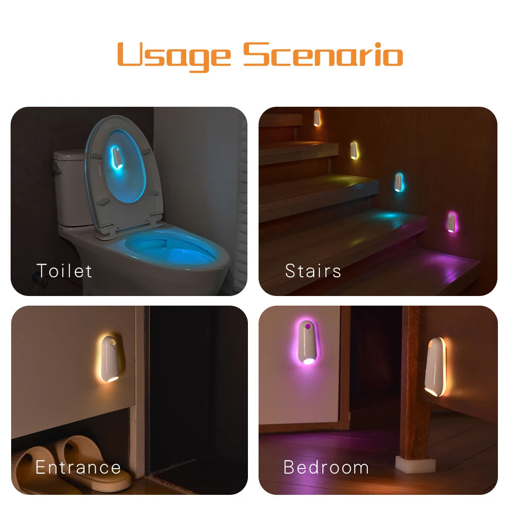 Moktan Sabai Motion Sensor Toilet Night Light RGB LED Bowl Light Rechargeable Bathroom Decor Lamp