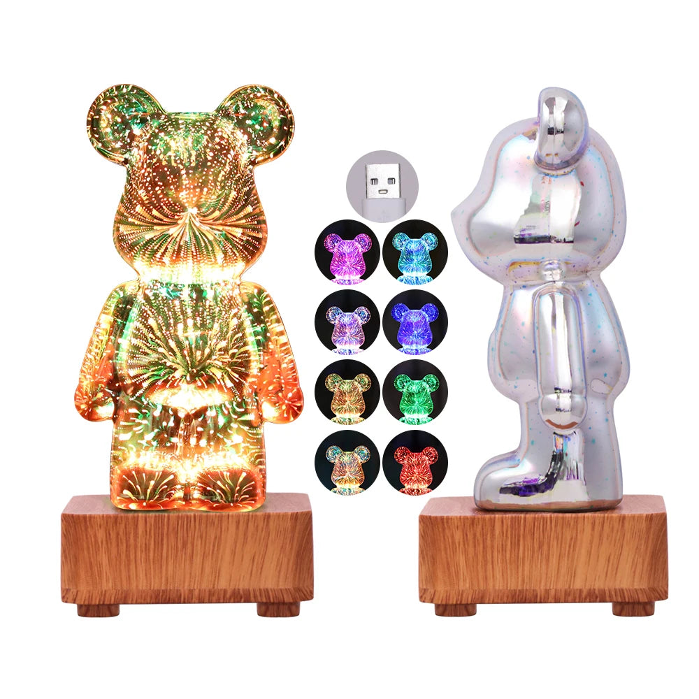 Moktan Sabai 3D Firework Bear LED Night Light Color Changing USB Bedroom Kids Gift Lamp