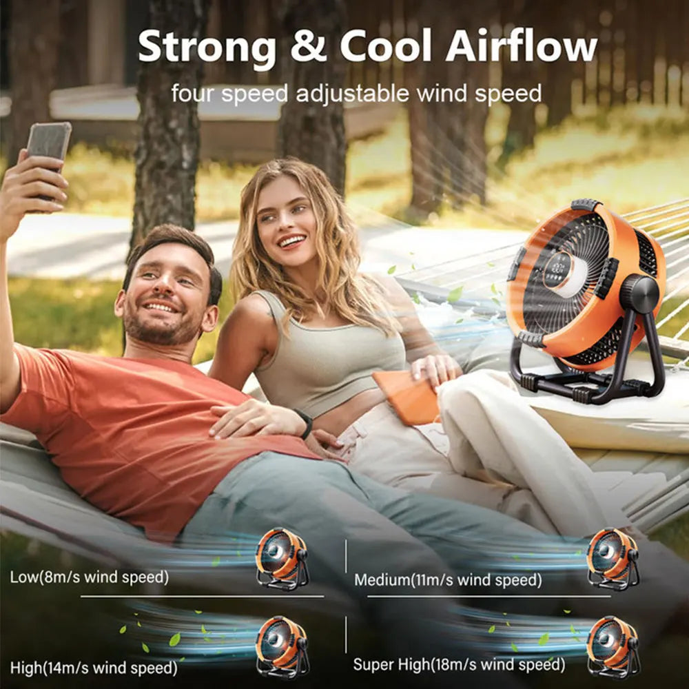 Moktan Sabai Outdoor Essentials | Rechargeable Camping Fan with LED Light & Power Bank | 20000mAh Battery for Extended Use