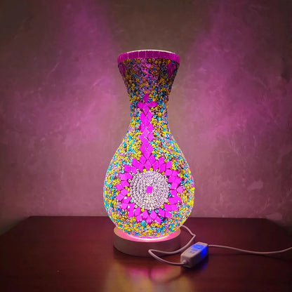 Turkish Mosaic Table Lamp Hand Inlaid Glass Mediterranean Bedroom Living Room Decor