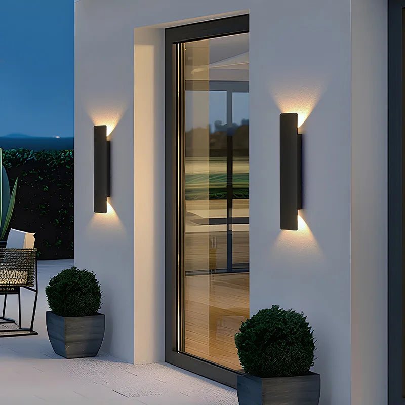 Moktan Sabai Outdoor Waterproof Wall Light – 18W LED Black Aluminum Exterior Lamp for Bedroom