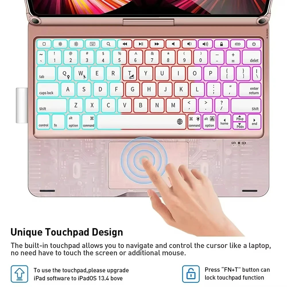 Moktan Sabai Magic Keyboard Case iPad 11th Gen 2025 iPad Air 11/13 Backlit 360°
