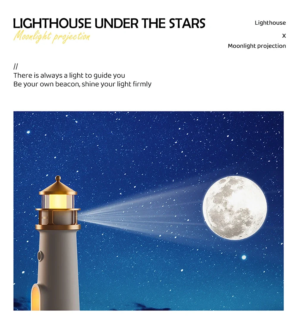Moktan Sabai Moon Projection Night Light Lighthouse Lamp Motion Sensor Dimmable Bluetooth Gift