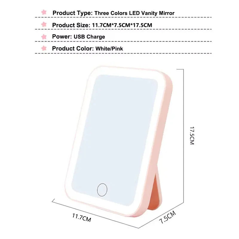Moktan Sabai LED Vanity Makeup Mirror Touch Screen USB Rechargeable 3 Colors Dimmable Portable