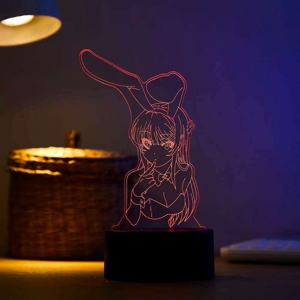 Moktan Sabai 3D Anime Girl LED Night Light 16 Color Illusion Bedside Bedroom Table Lamp FRANXX 08